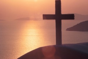 Crucifix at dusk Greece Pa